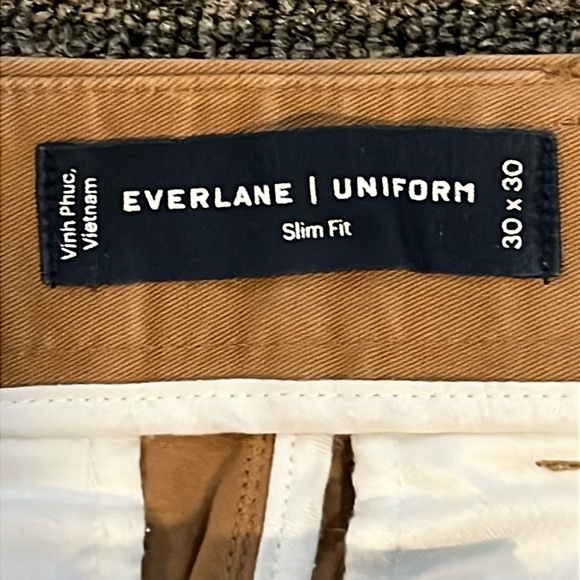 Everlane Uniform khaki beige flat front slim fit pants cotton blend 30x30 men 30 - Picture 5 of 14